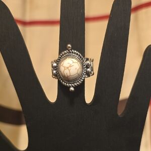 Paparazzi Silver Ring with Cream Stone